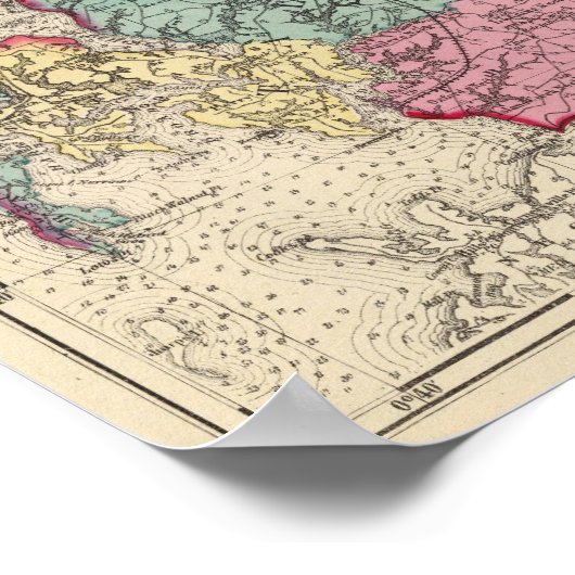 Topografischer Atlas der Maryland-Landkreis Poster (Ecke)