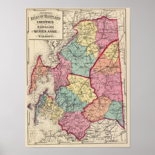 Topografischer Atlas der Maryland-Landkreis Poster (Vorne)