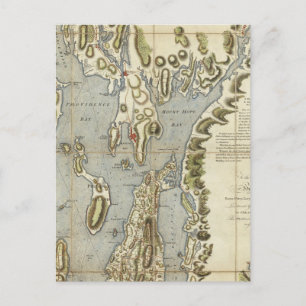 Topografisches Diagramm der Bucht von Narraganset Postkarte
