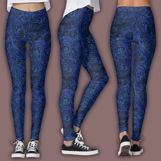 Topografisches Linienmuster | Mitternachts Saphir Leggings