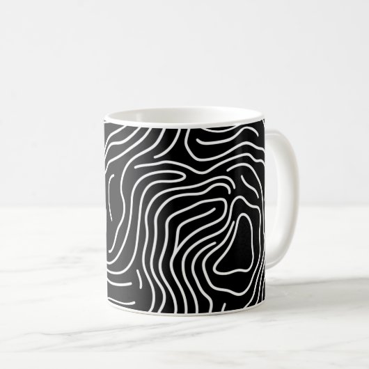 Topographic Line Art in Black 🗺️ Kaffeetasse (VorderseiteRechts)