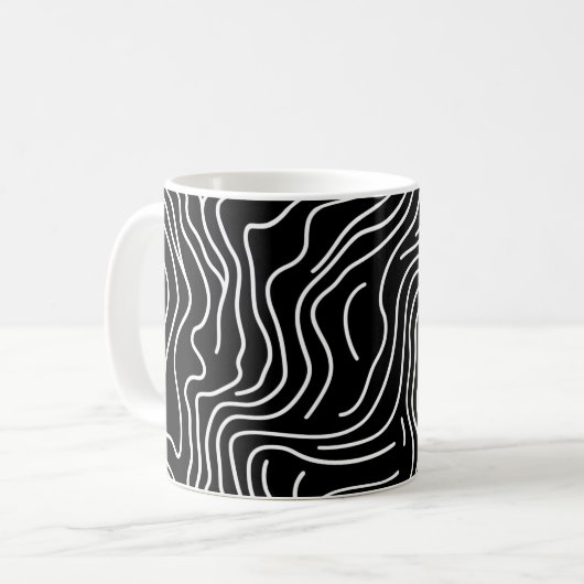 Topographic Line Art in Black 🗺️ Kaffeetasse (Vorderseite Links)