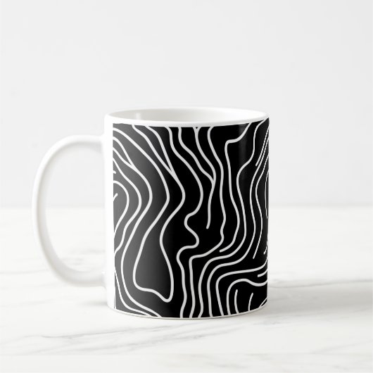 Topographic Line Art in Black 🗺️ Kaffeetasse (Links)