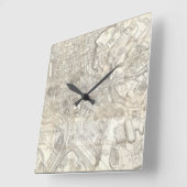 Topographic Map of Ancient Rome, Italy Quadratische Wanduhr (Winkel)