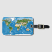 Topographic World Map Earth Illustration Gepäckanhänger (Vorderseite (Horizontal))