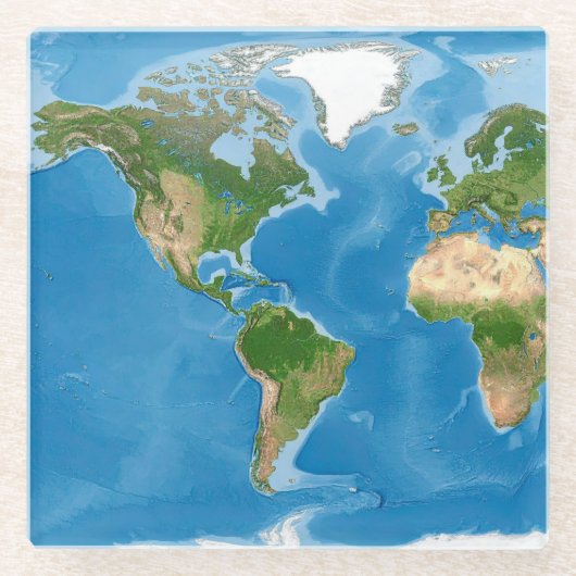 Topographic World Map Earth Illustration Glasuntersetzer (Vorderseite)