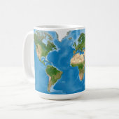 Topographic World Map Earth Illustration Kaffeetasse (Vorderseite Links)