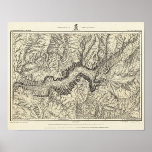 Topographical Map of The Yosemite Valley Poster (Vorne)