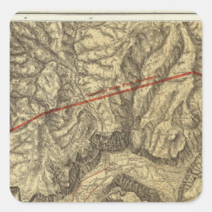 Topographical Map of The Yosemite Valley Quadratischer Aufkleber