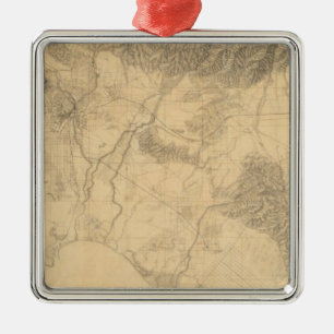 Topographie von Los Angeles und San Bernardino Silbernes Ornament