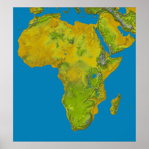 Topographische Ansicht von Afrika Poster