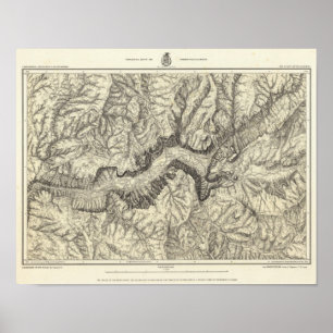 Topographische Karte des Yosemite-Tales Poster