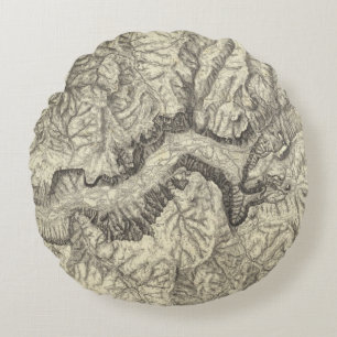Topographische Karte des Yosemite-Tales Rundes Kissen