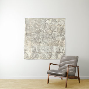 Topographische Karte von altem Rom, Italien Wandteppich