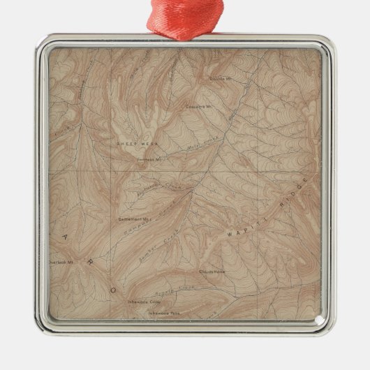 Topographische Karte, Yellowstone National Part, W Silbernes Ornament (Vorne)