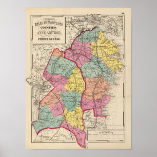 Topographischer Atlas von Maryland-Landkreisen 3 Poster