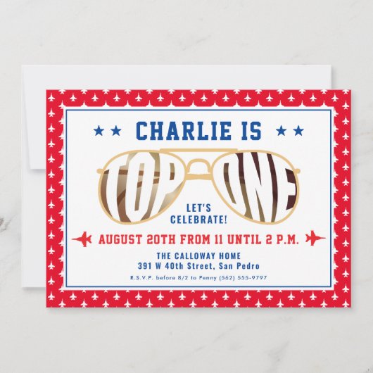 TopOne-Pilot zum ersten Geburtstag Einladung (Vorderseite)