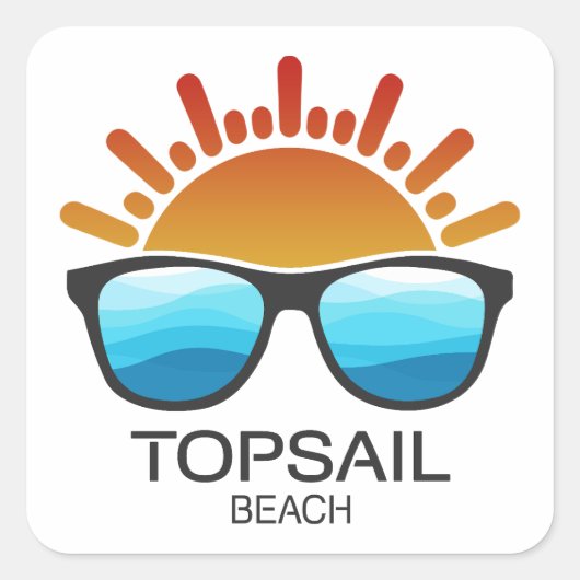 Topsail Beach North Carolina Sonnenbrille Quadratischer Aufkleber (Vorderseite)