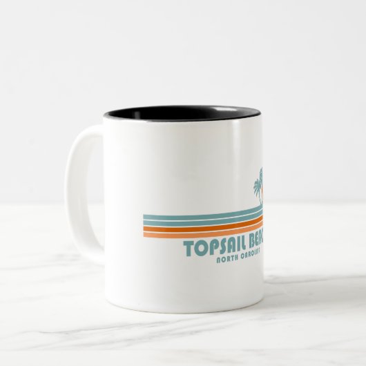 Topsail Beach North Carolina Sun Palm Trees Zweifarbige Tasse (Vorderseite Links)