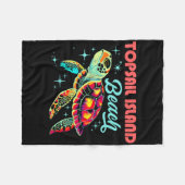 Topsail Island Beach Nc Artistic Sea Turtle Retro Fleecedecke (Vorderseite (Horizontal))