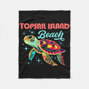 Topsail Island Beach Nc Artistic Sea Turtle Retro Fleecedecke