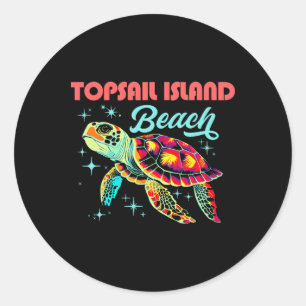 Topsail Island Beach Nc Artistic Sea Turtle Retro Runder Aufkleber