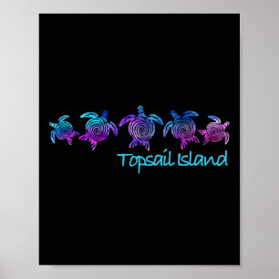 Topsail Island Strand Design Stammes-Schildkröten- Poster