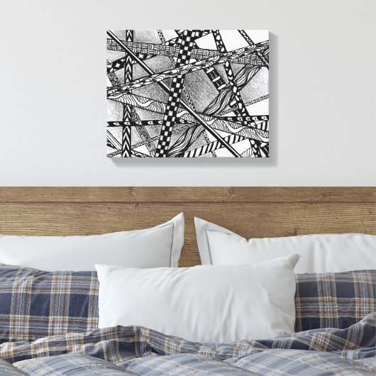 Topsy Turvy Leinwand in Schwarz und Weiß (Insitu (Schlafzimmer))