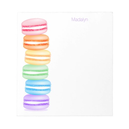 Topsy-Turvy-Stapel Regenbogenmacarons Notizblock (Vorderseite)