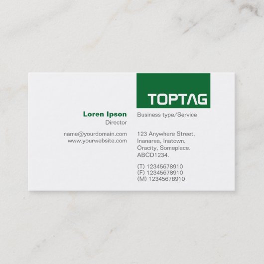 TopTag v2 - Forest Green Visitenkarte (Vorderseite)