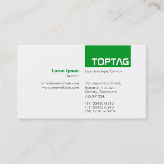 TopTag v2 - Grass Green Visitenkarte (Vorderseite)