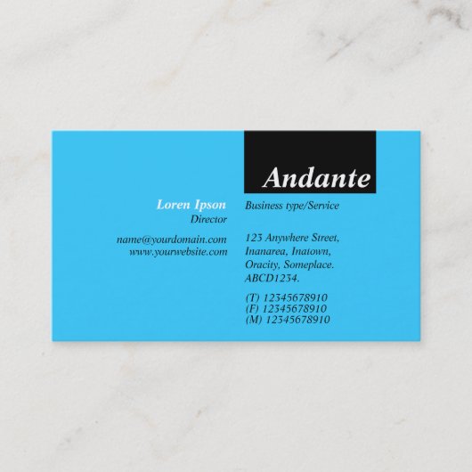 TopTag v3 - Schwarz mit Sky Blue Visitenkarte (Vorderseite)