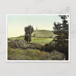 Tor Hill, Glastonbury, England, selten Fotochrom Postkarte