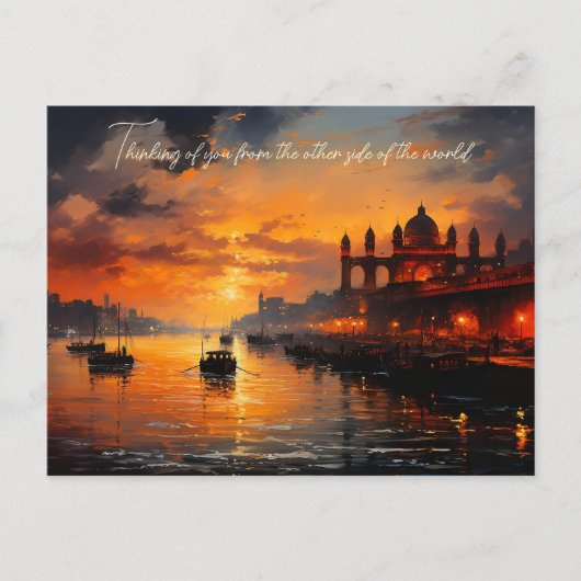 Tor in der alten indischen Stadt Ölmalerei Postkarte (Vorderseite)