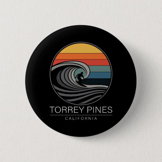 Tor nes Beach California Surfer Männer Frauen Button (Vorderseite)