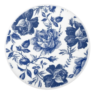 Tor/Schublade mit blauer Rose Keramikknauf