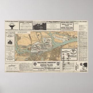 Tor zur Welt: Der Hafen von Hamburg Karte Poster