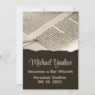 Torah Parshah Zitat Hebrew Bar Mitzvah Einladung
