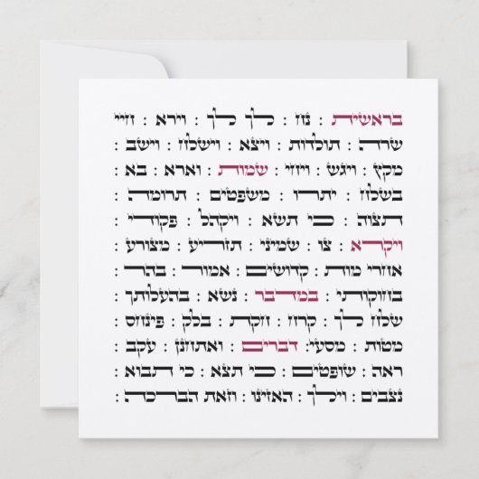 Torah Parshiot Parshas Weekly Readings in Hebräisc (Vorderseite)