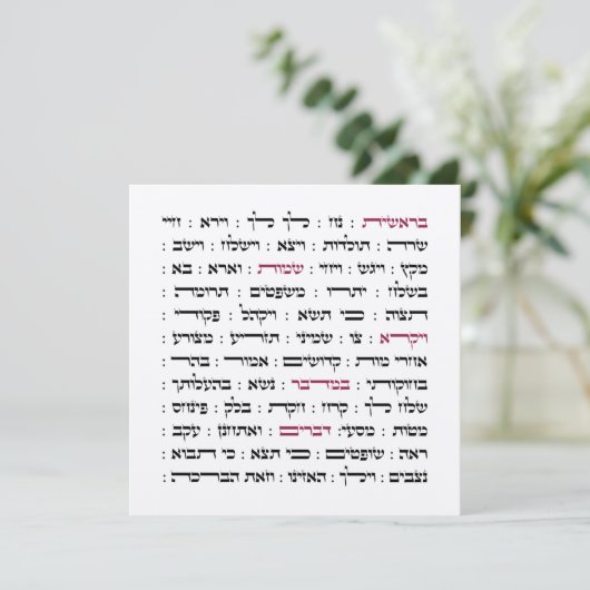 Torah Parshiot Parshas Weekly Readings in Hebräisc (Stehend Vorderseite)