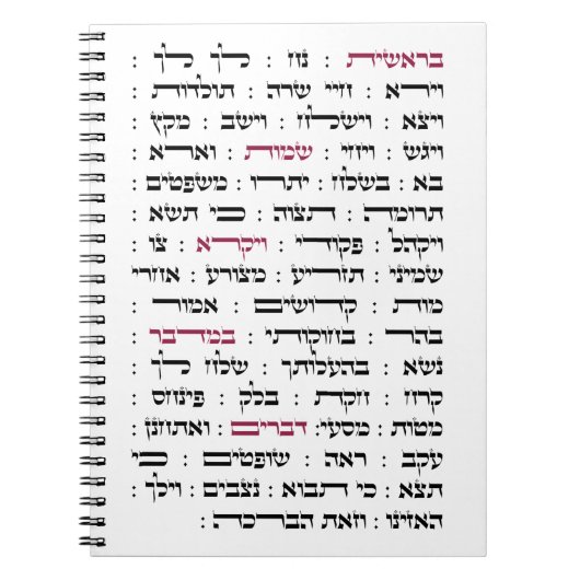 Torah Parshiot Parshas Weekly Readings in Hebräisc Notizblock (Vorderseite)
