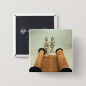 Torah Rolle mit silbernen Krone Finials Button (Vorne & Hinten)