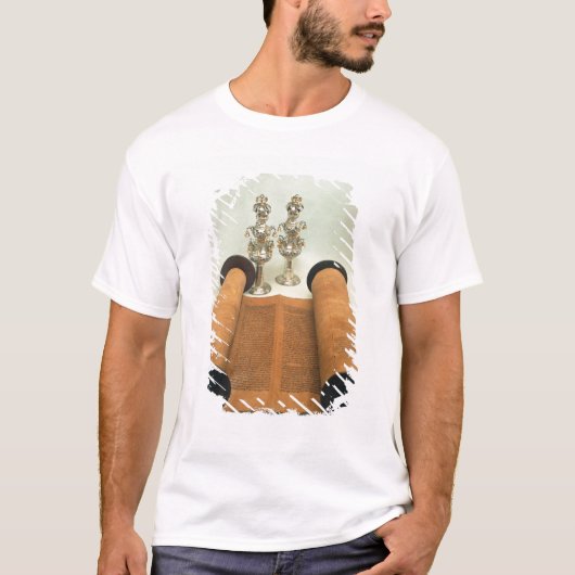 Torah Rolle mit silbernen Krone Finials T-Shirt (Vorderseite)