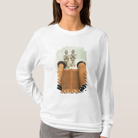 Torah Rolle mit silbernen Krone Finials T-Shirt (Vorderseite)