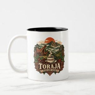 Toraja Hochland-Brau Vintage Indonesische Kaffeeta Zweifarbige Tasse