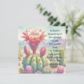 Torch Cactus Blume & Quote Karte (Stehend Vorderseite)