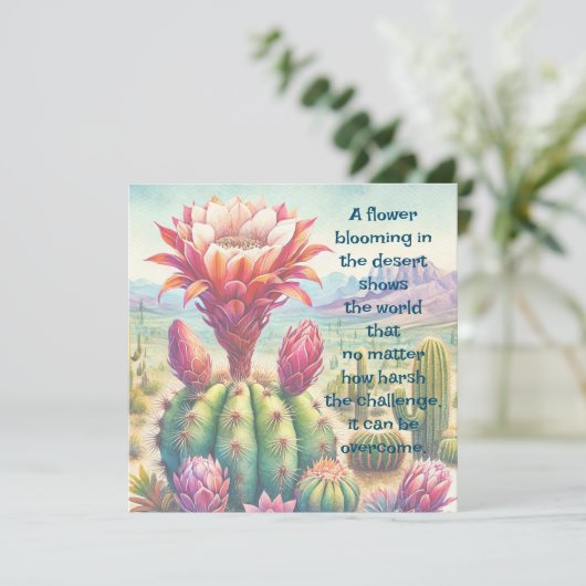 Torch Cactus Blume & Quote Karte (Stehend Vorderseite)