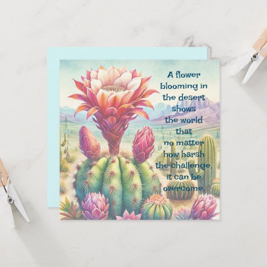 Torch Cactus Blume & Quote Karte (Vorderseite/Rückseite Beispiel)
