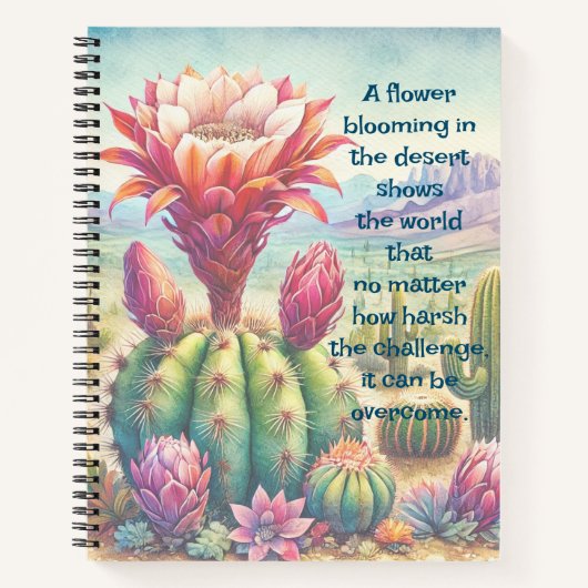 Torch Cactus Blume & Quote Notizblock (Vorderseite)