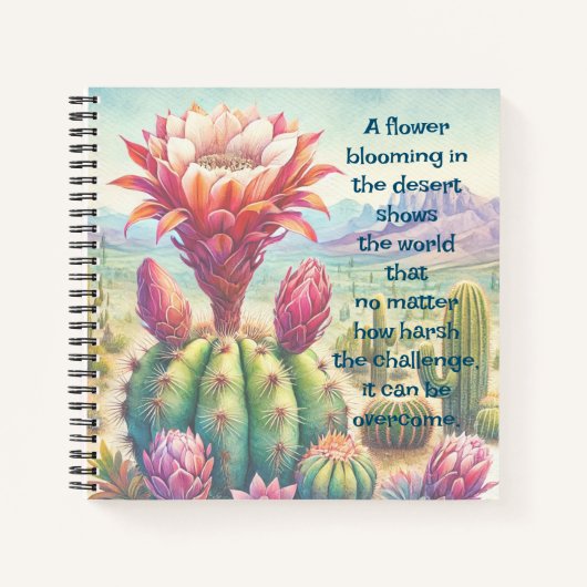 Torch Cactus Blume & Quote Notizblock (Vorderseite)